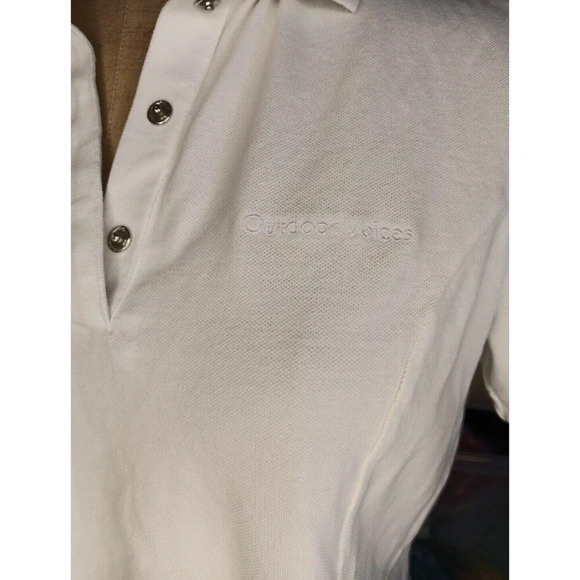 Outdoor Voices White Preppy Crop Active Gym Sporty Logo Polo Medium - Picture 10 of 10